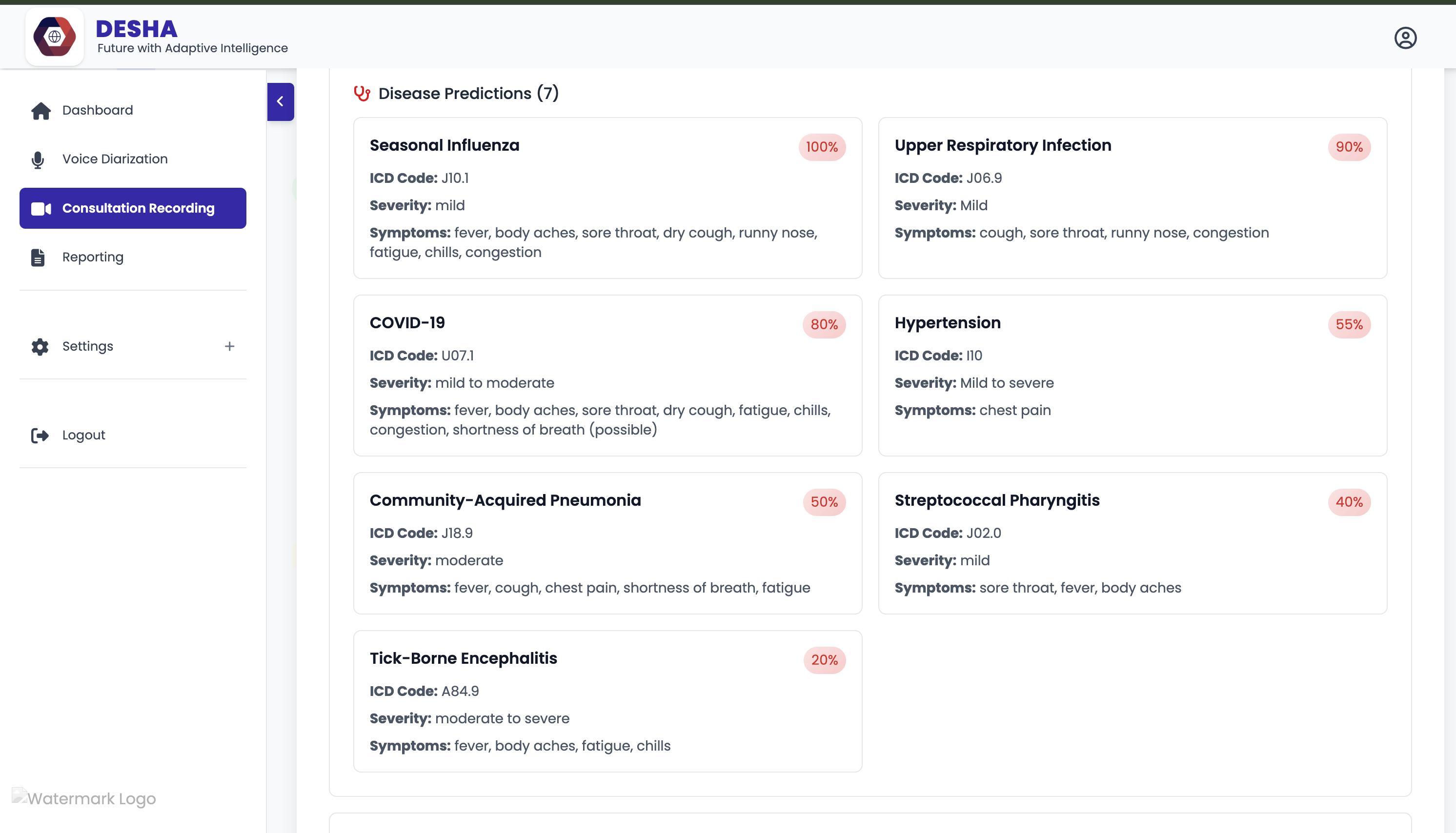 Disease Predictions screenshot