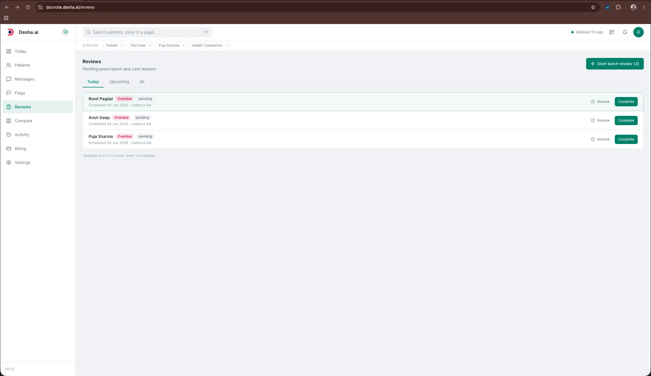 DocNote clinical workspace powered by the Desha.ai platform